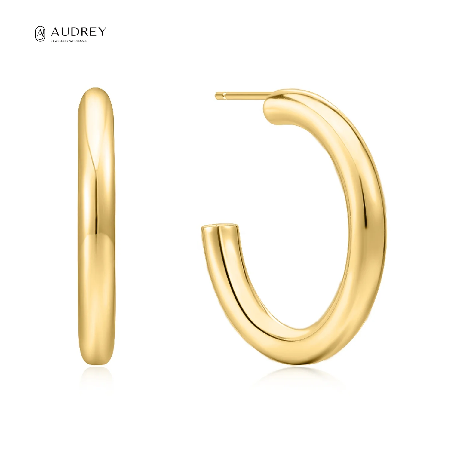 

Audrey Fine Jewellery Earring Plated 14K Gold Vermeil S925 Silver Huggie Hoop Earrings For Women