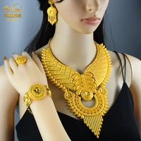 aniid indian big plated gold jewelry women necklace sets dubai african party bridal wedding gifts arabic necklace jewelry sets
