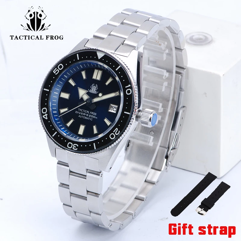 

Tactical Frog 62MAS New Diver Watch Men 44mm Black Dial Stainless Steel 200M NH35 Automatic Mechanical Watches Luxury Top Brand