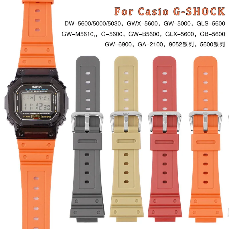 Rubber Watch Strap for DW-5600 GA-2100 DW5000 G5600 GW-M5610/B5600 TPU Diving 16mm Men Accessories Resin Replacement Watchband