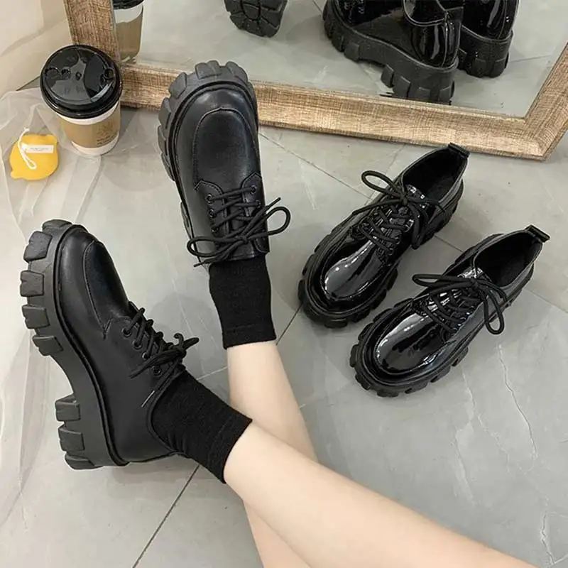 

Chunky Sneakers Autumn Boots Women Platform Shoes Thinken Heel Black Punk Boots Shoes Height Increasing Botas De Mujer 2022