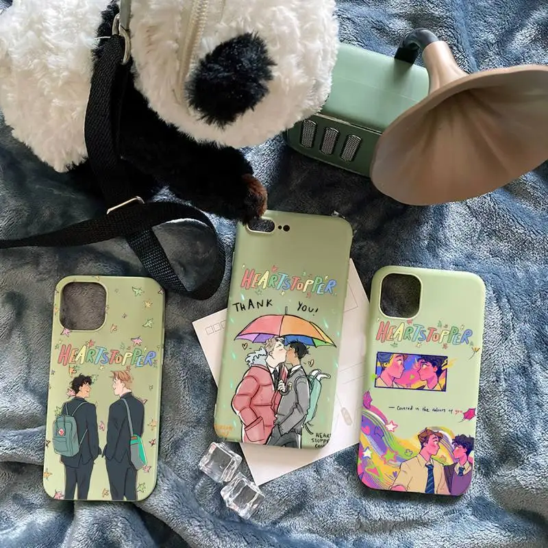 

Heartstopper Charlie Nick cartoon Phone Case Candy Color for iPhone 6 7 8 11 12 13 s mini pro X XS XR MAX Plus