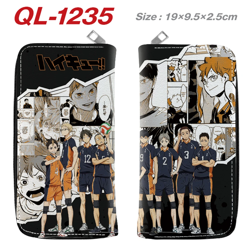

Длинный кошелек из искусственной кожи с Аниме Haikyuu, кожаные кошельки, держатели для карт на молнии, многослойная Повседневная сумка для коше...