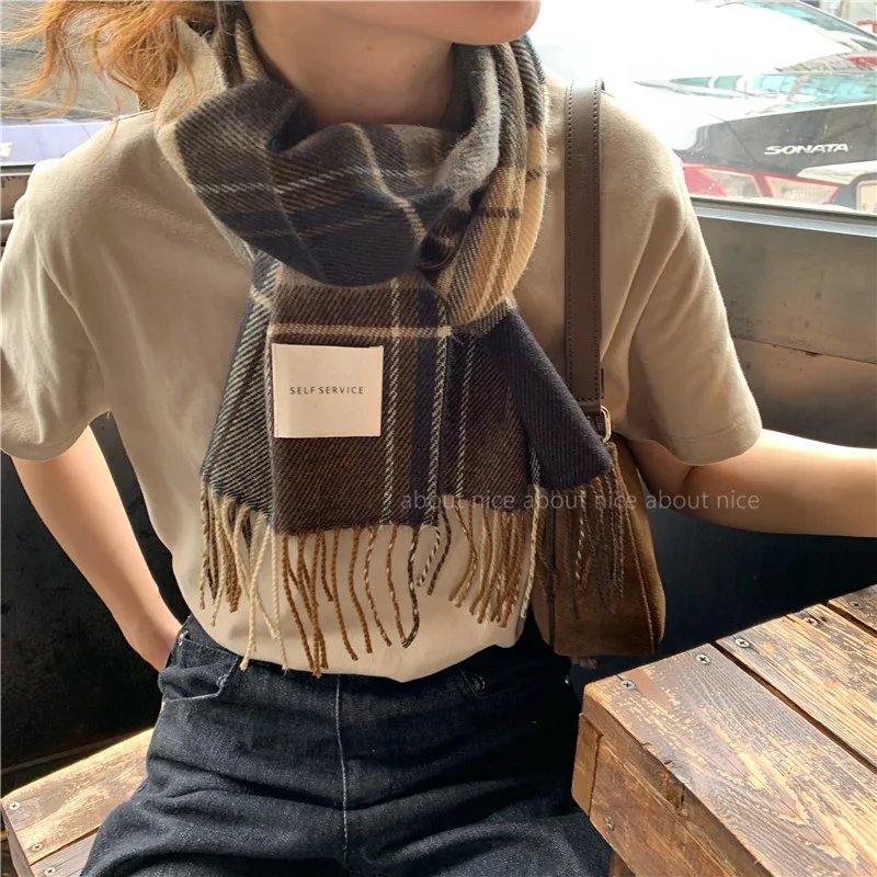 

Beautiful Autumn and Winter New Scarf Female British Bagh Bristled Cashmere Scarf Shawl Dual-use Thick Couple Scarf 200*60CM
