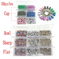 100pcs dental prophy brushes polishing polisher rubber cup disposable latch type colorful buff nylon bristles brush