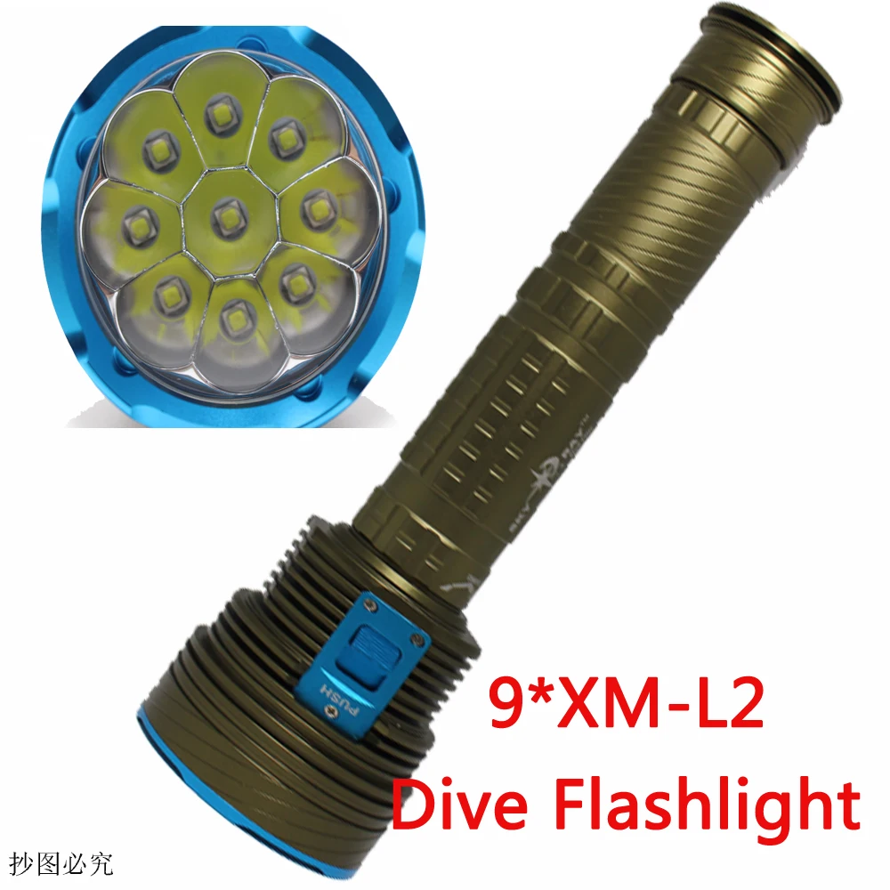 

20000LM Underwater Dive Light LED Flashlight DX9*L2 Diving lamp Torch Defensive waterproof Lighting Fishing Lights Lantern