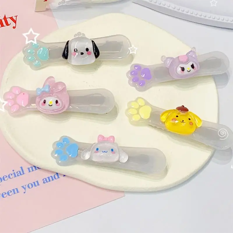 

Sanrioes Cinnamoroll Pochacco My Melody Cartoon Kids Hair Clip Kawaii Kuromi Pompompurin Hairpin Anime Paw Headwear Girl Gift