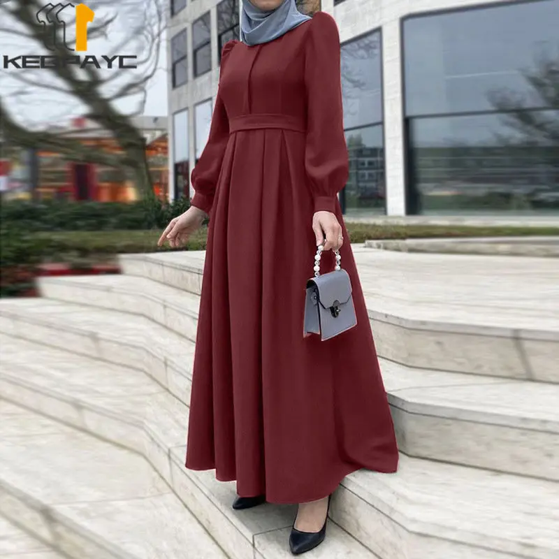 New 2023 Muslim Women Dubai Abaya Long Dress Kaftan Islam Arab Casual Solid Maxi Dresses Robe Middle East Ramadan Eid Clothing