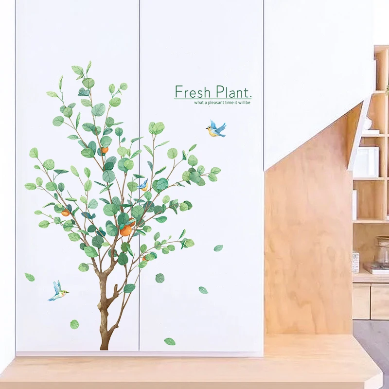 

Fresh Plant Orange Tree Wall Stickers Bedroom Home Decor Porch Living Room Sofa Background Wall Decoration Self Adhesive Sticker