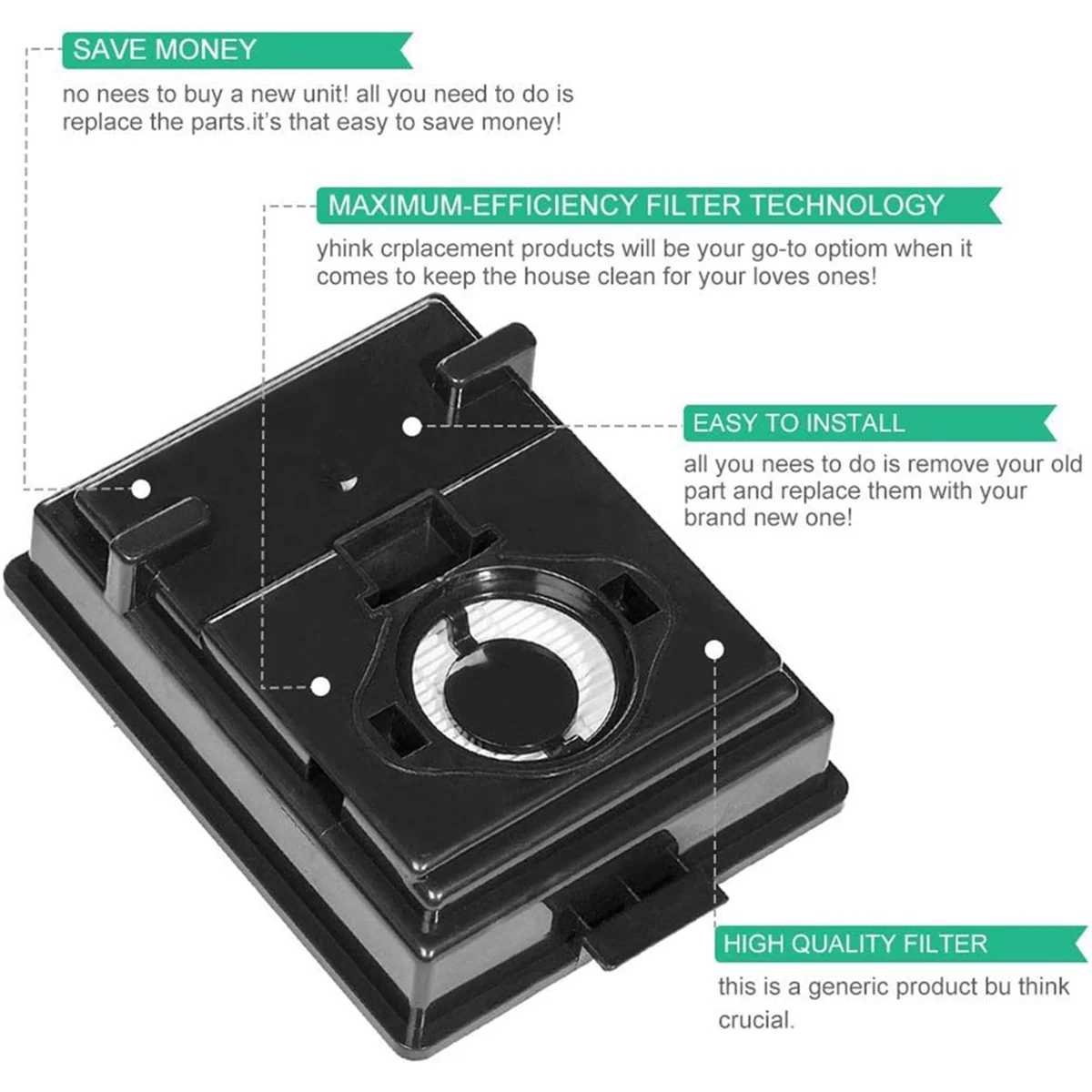Сменные фильтры HEPA для радуги E2 подходит фотоэлементов детали R12179 и R12647B моющиеся
