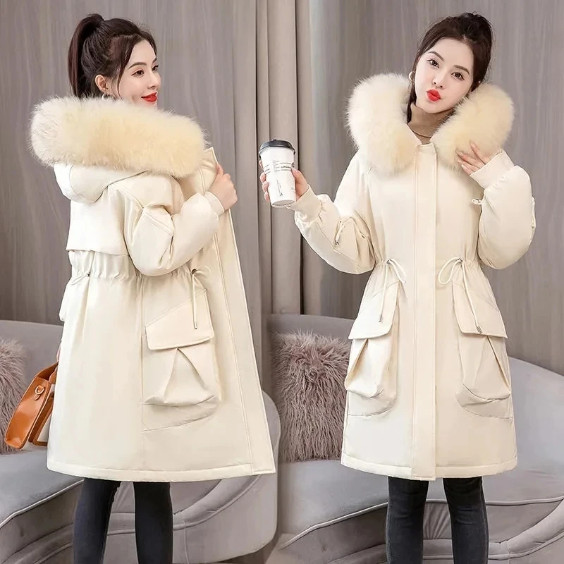 

Winter Jacket Long Coat 2022 New Women Parkas Hooded Cotton Padded Coat Warm Jackets Outwear Casual Fur Lining Puffer Coat Muje