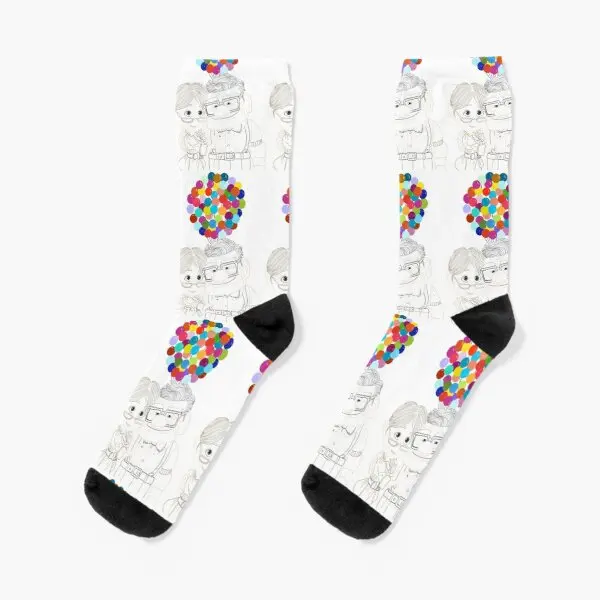 

Ellie And Carl Crew Socks Winter Cute Short Best Funny Cartoon Cotton Ladies Unisex Autumn Girls Sports Black Breathable Mens