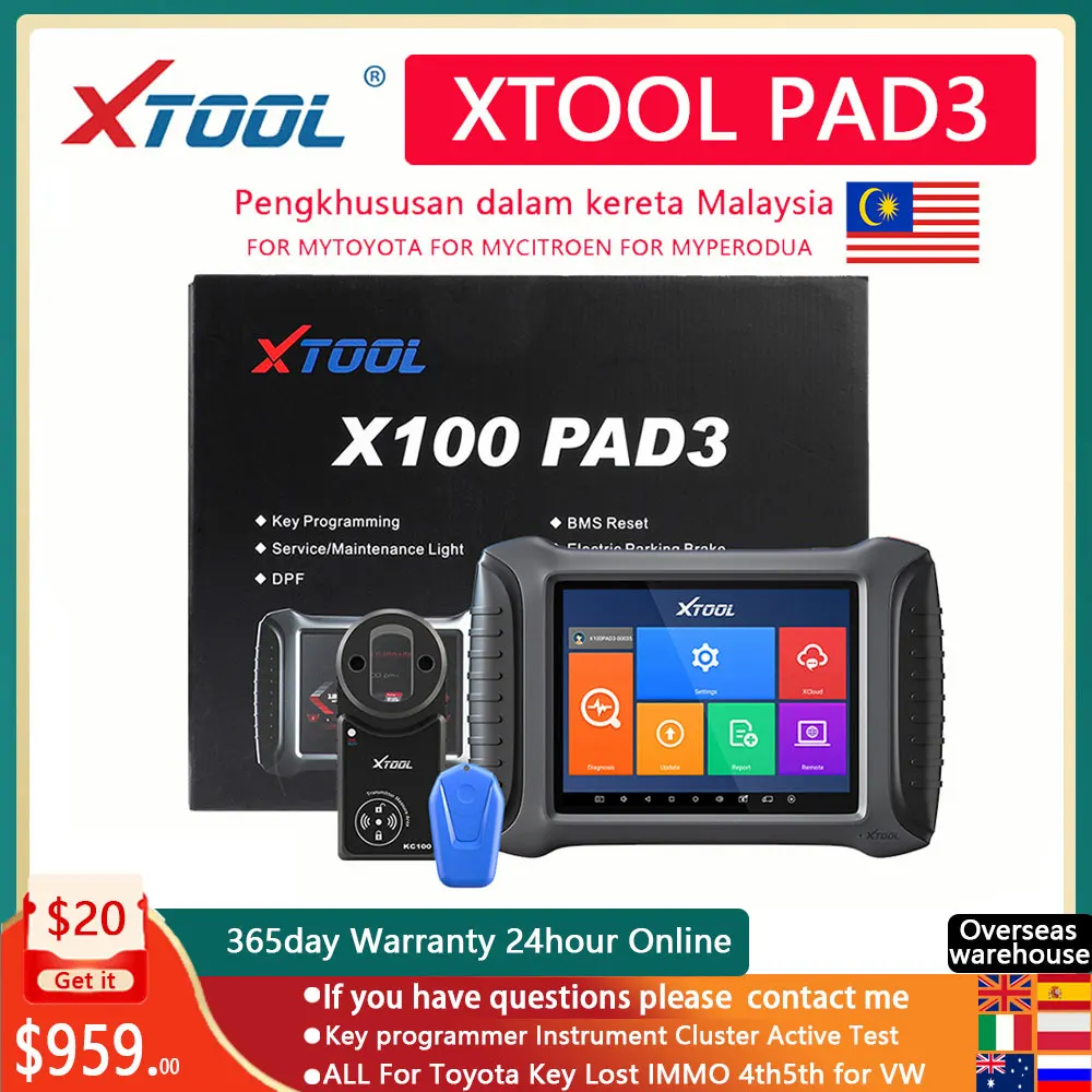 

XTOOL X100 PAD3 KC501 KS-1 ( X100 PAD Elite ) Auto Key programmer Car Diagnostic Tool Code Scanner Bi-Directional Control tools