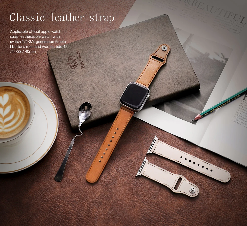 Leather Strap for Apple Watch Band 45mm 44mm 40mm 41mm 38mm 42mm 49mm Bracelet Belt Watchband iWatch series 8 7 6 5 se 4 Ultra