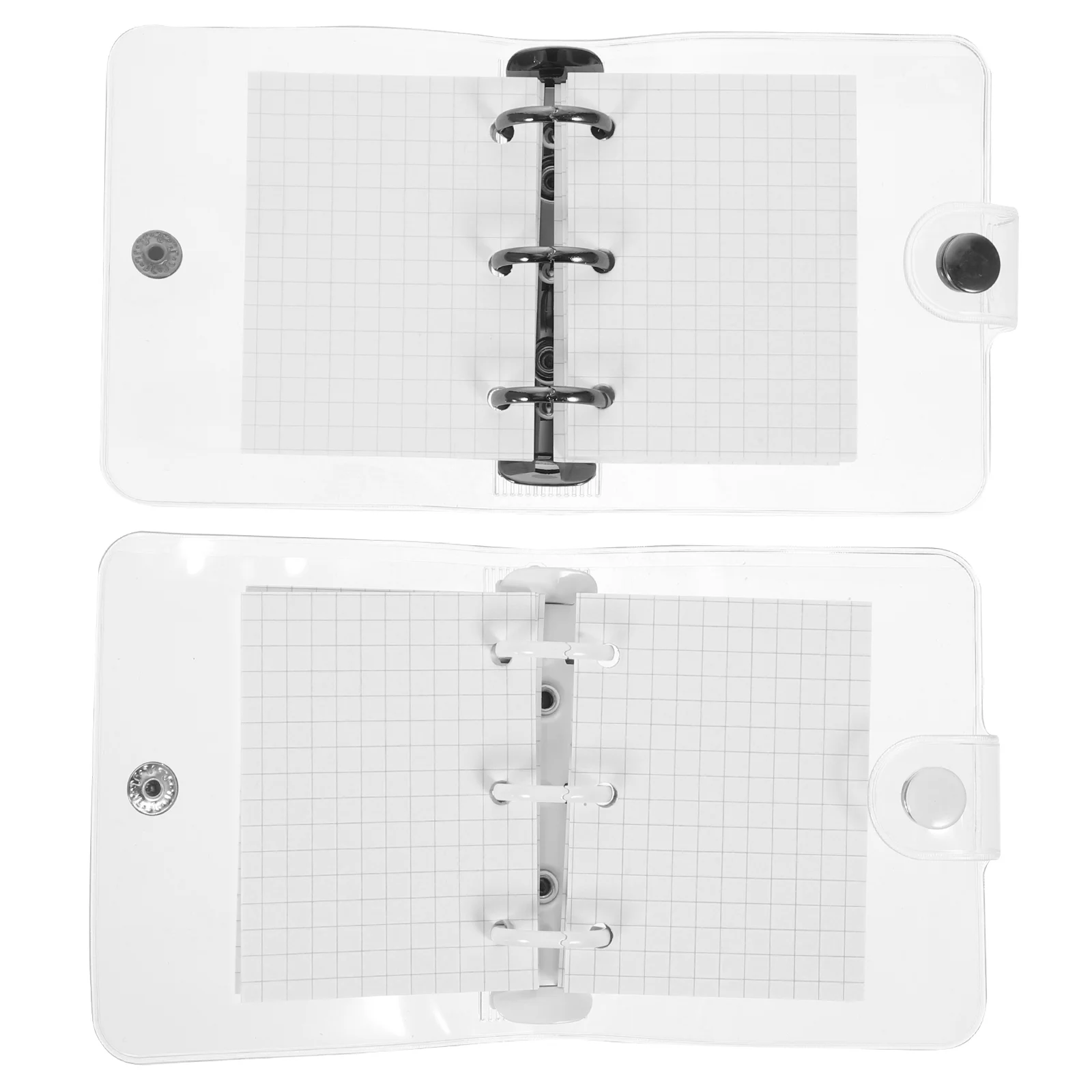 

2 Sets Mini Binder Scrapbook Decorative Loose-leaf Notepad Clips Grid Noteboook Double Button Notebook Pocket Agenda