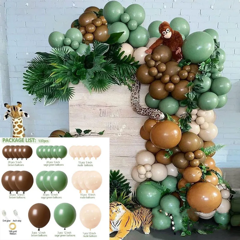 

Jungle Animal Theme Party Decor Vintage Balloon Happy 1st 2nd 3rd Birthday Parti Baby Shower Parti Balon Kids Boys Girls Favor