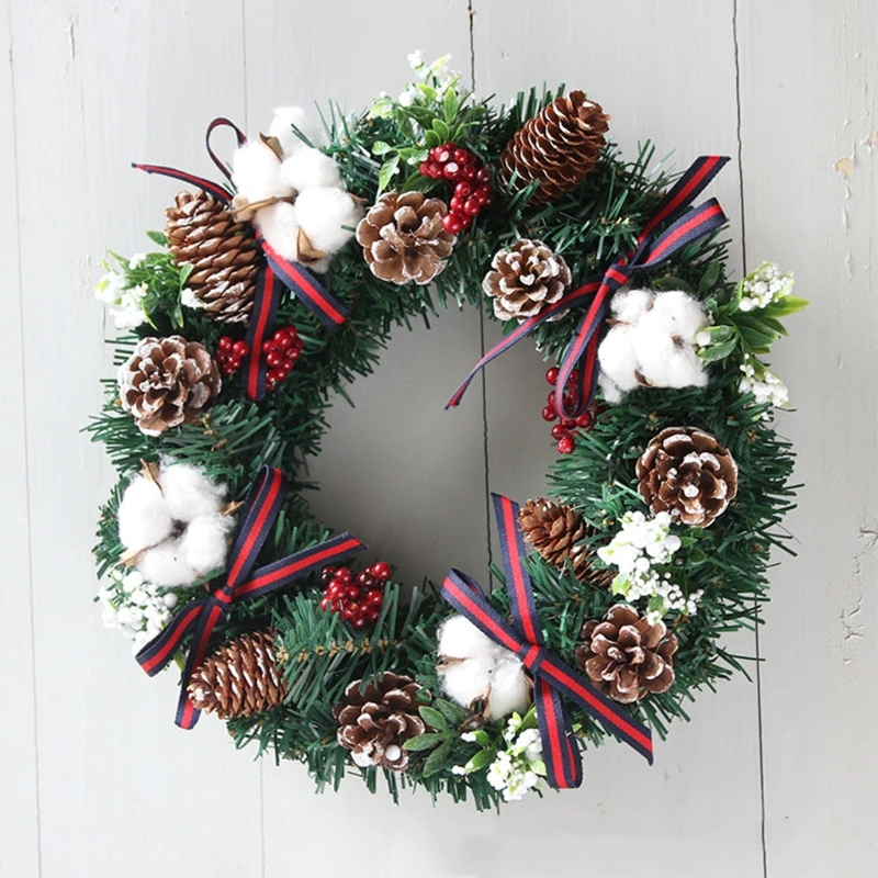 

Christmas Wreath with Pinecone Berries Decorative Garland for Front Door Wall