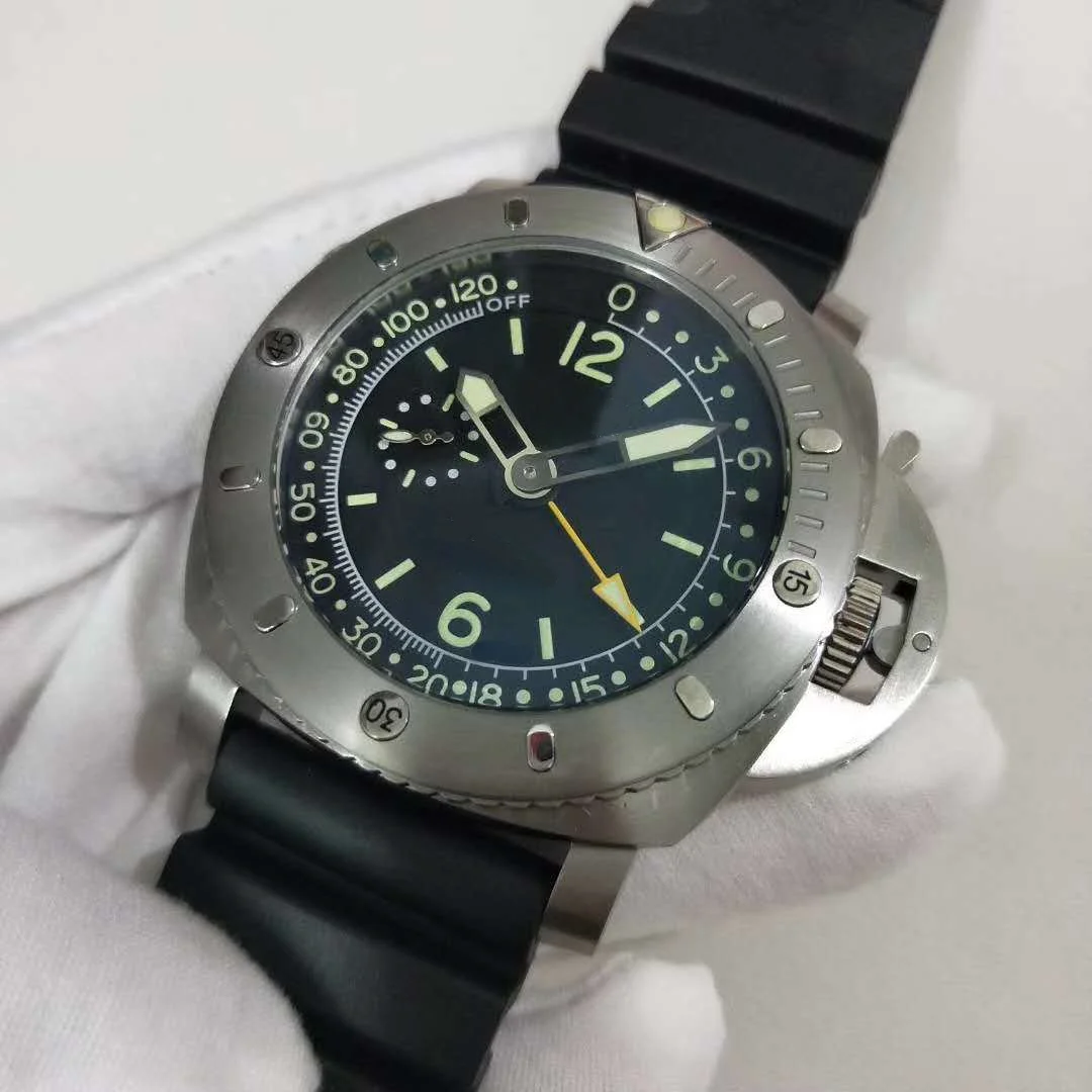 

mens mechanical watch GMT Depth Gauge Black Rubber