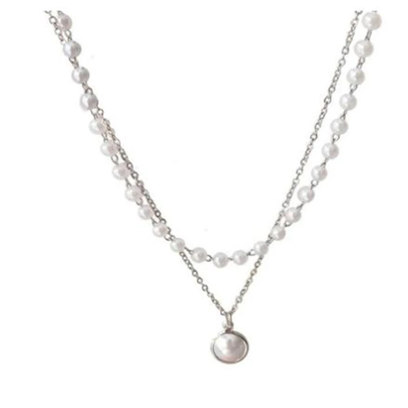 

2022 New Fashion Pearl Choker Necklace For Women Nobleness Niche Design Double Chain Highlight Light Luxury Jewelry Girl Gift