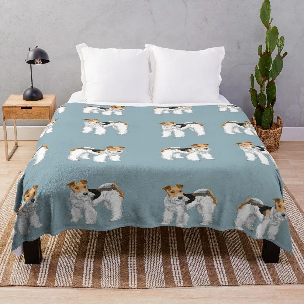 

Retro Wire Haired Fox Terrier Design Throw Blanket luxury thicken fleece blanket blankets for sofa fluffy blankets large