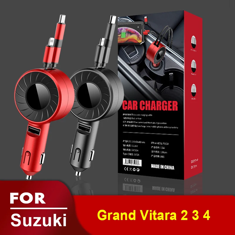 

USB Type C Car Charger for iPhone Android HUAWEI HONOR Xiaomi Redmi Samsung Galaxy POCO X3 Realme for Suzuki Grand Vitara 2 3 4