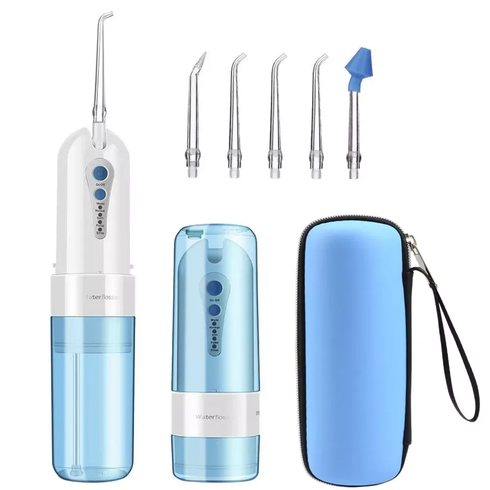 

Destone Oral Irrigator portable water flosser Rechargeable irrigator dental flosser With 4 Modes irrigation Cleaner 5 Jet Tips