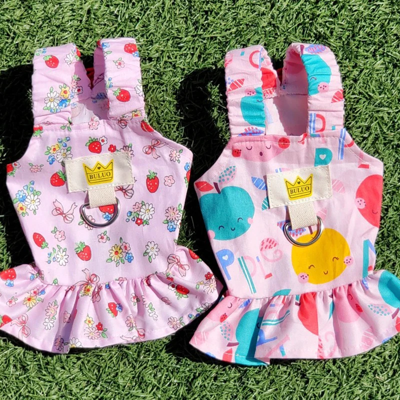 

Pet Sling Princess Dog Dress Summer Dog Dress Cat Skirt With Pull Ring Floral Thin Dog Vest For Small Medium Pet Chihuahua
