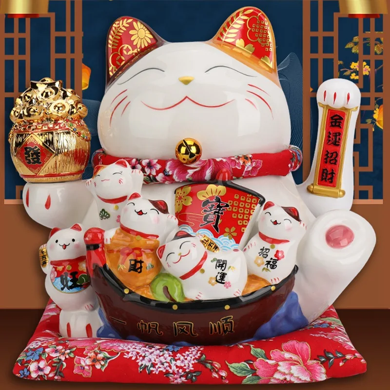 

Creative 11-inch lucky cat decoration opening gift home accessories store cashier electric shaking hand ceramic lucky cat