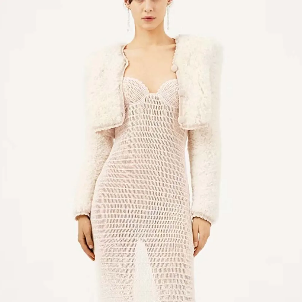 

Woman Cardigan 2023 Fall And Winter New Y2k Custom Yarn Patchwork Fleece Single Breasted Round Neck Long Sleeve Knit Top Sweater