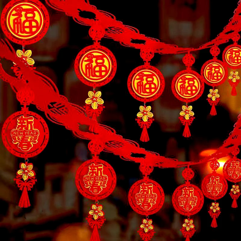 С Новым годом украшение с флагом 2025 китайский весенний фестиваль подвесной