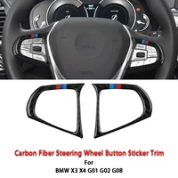 2pcs carbon fiber steering wheel button sticker trim for bmw x3 x4 g01 g02 g08 2018 2022 interior modification accessories