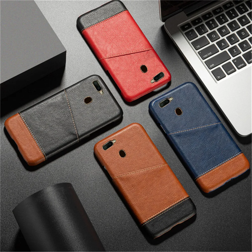 

For on Oppo Oppo A5s AX5s A12 A12s Case Wallet Cover For Oppo A5s AX5s Case Mixed Splice PU Leather Credit Card Holder Cover