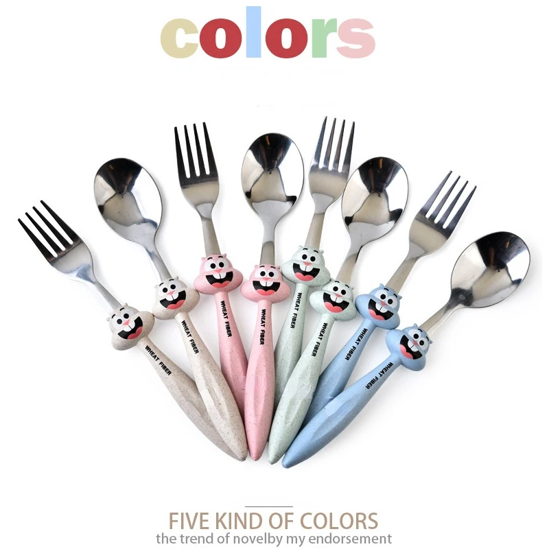 Детский набор вилок и ложек с милым мультяшным рисунком посуда Детские гаджеты