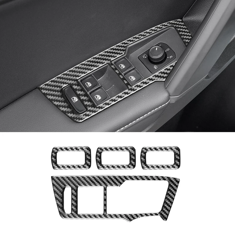 

Carbon Fiber Window Lift Switch Panel Cover Trim Decorative For Tiguan L 2017-2021 Interior Accessories