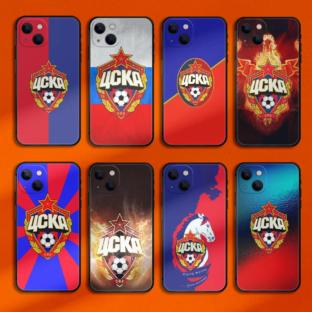 

Moscow Football PFC CSKA Phone Case Cover For Iphone 6 6S 7 8 11 12 13 14 Se 2020 X Xs Xr Pro Max Plus Mini TPU Soft Black