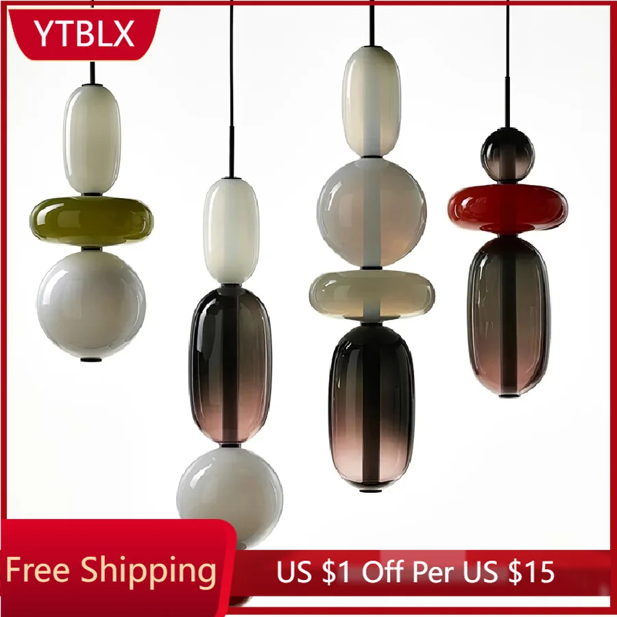 

Внутреннее освещение, разноцветный стеклянный подвесной светильник, лампа для столовой, прикроватный светильник для бара, кафе, подвесная мебель, домашнее освещение