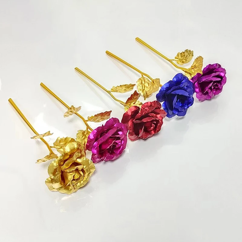 

24K Foil Plated Rose Flower Creative Valentine's Day Gift Gold Rose Lasts Forever Love Wedding Decor Lover Rose