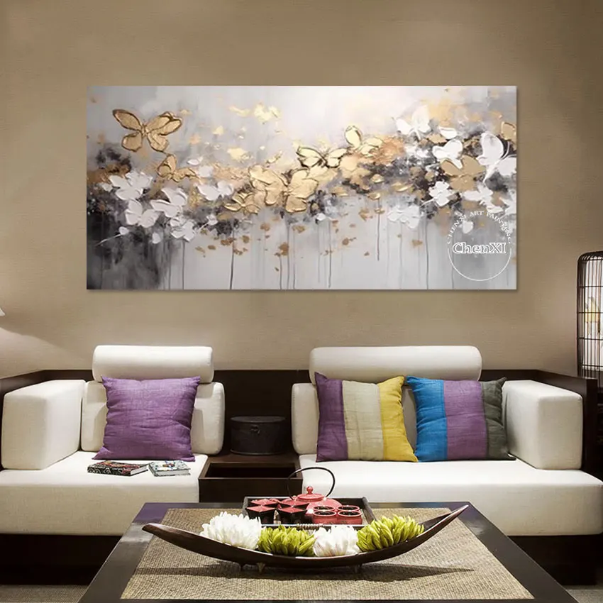 Декоративная Палитра для гостиной с ножом и цветами картина-бабочка абстрактная