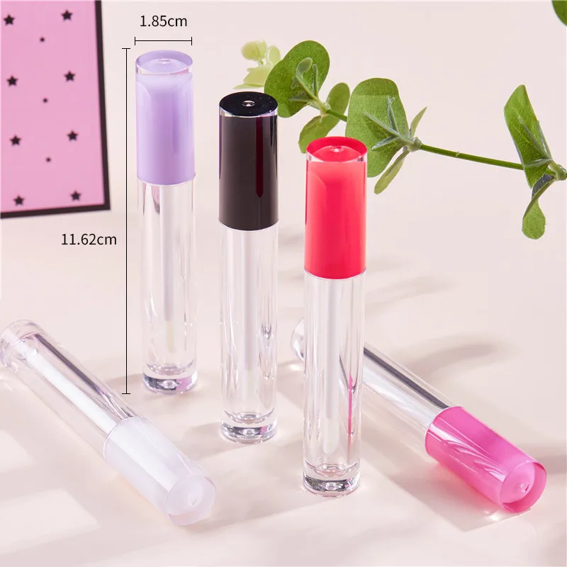 

5ml Empty Transparent Lipgloss Packing Containers Cosmetic Lip Glaze Tubes Lip Gloss Refillable Bottle White,Pink,Red Caps