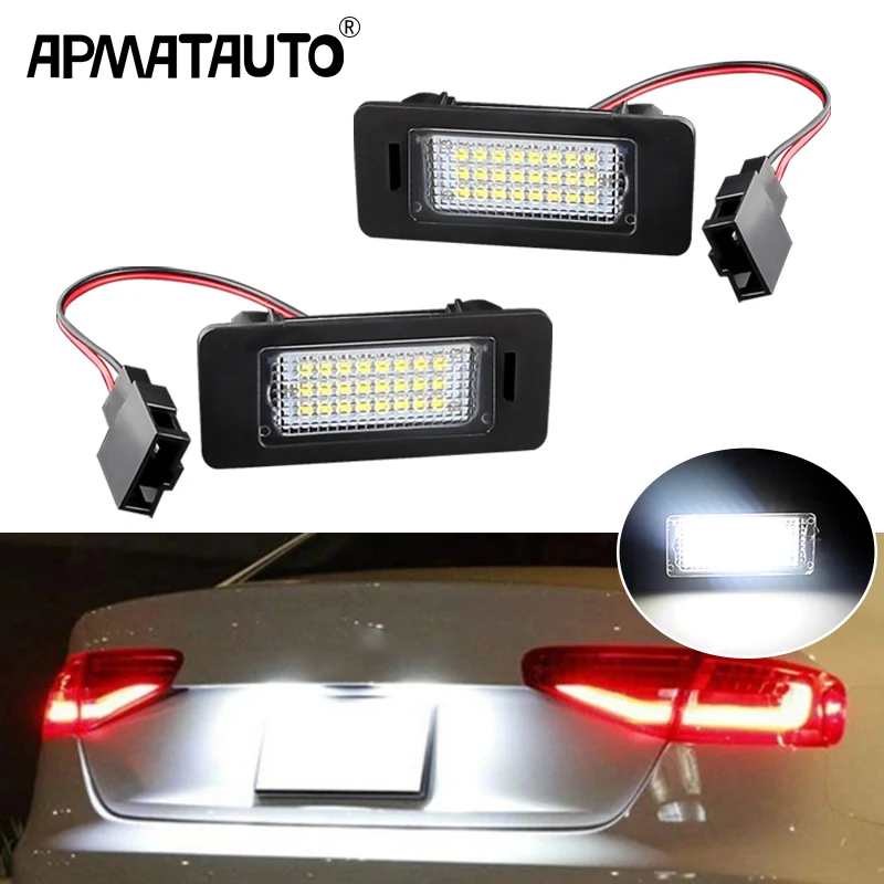 2PCS Car No Error Canbus Led License Number Plate Lights Bulb For Audi A1 A4 B8 A5 S5 A6 S6 A7 Q5 TT TTS 2D For VW 6000K White