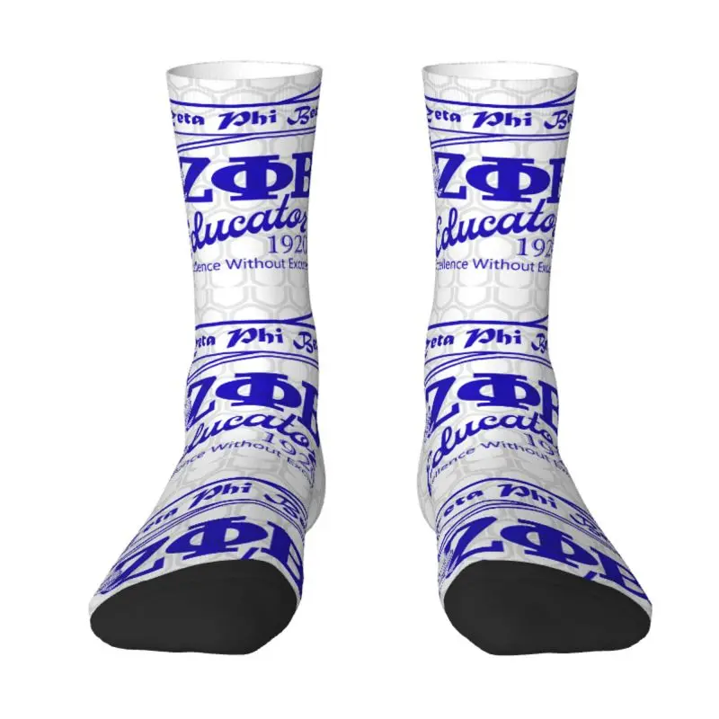 

Zeta Phi Beta Mens Crew Socks Unisex Fun Spring Summer Autumn Winter Dress Socks