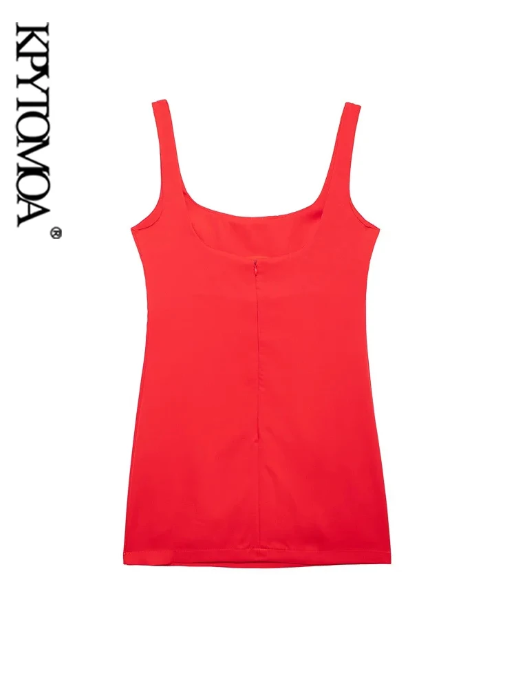 KPYTOMOA Женское Облегающее Мини-платье С Круглым Вырезом На Тонких Бретельках