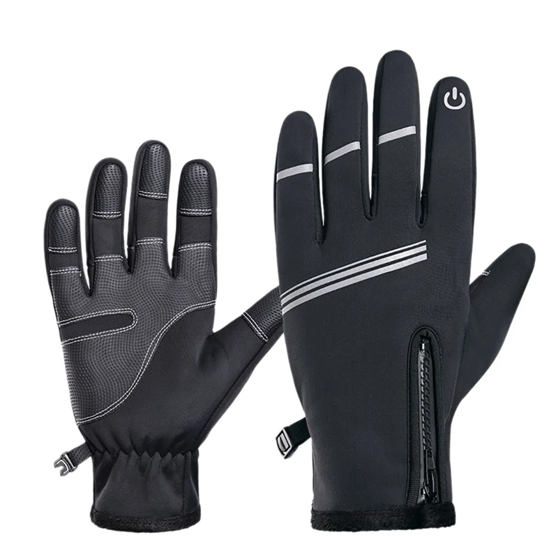 

XL Windproof Riding Gloves Contact Screen Waterproof Gloves Plus Velvet Windproof Motorcycle Bike Riding Gloves