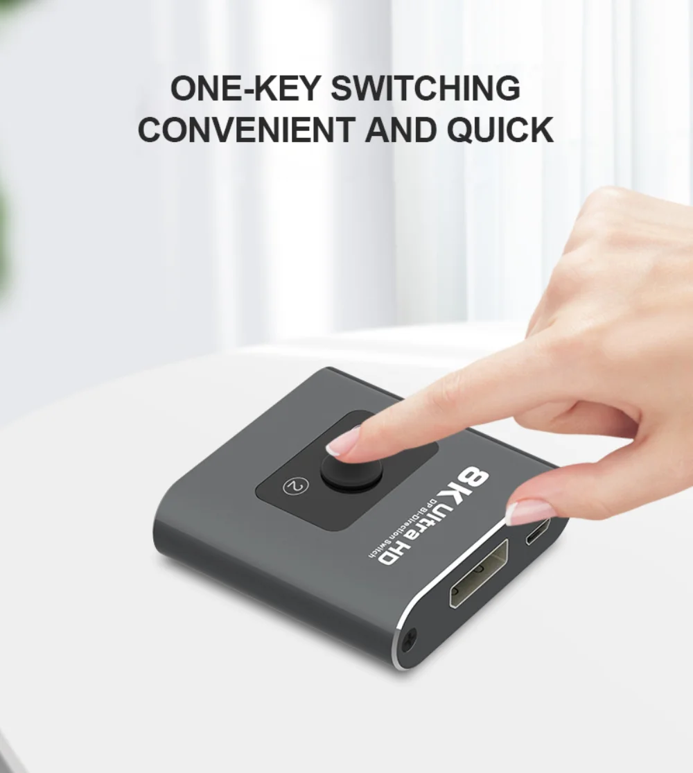 

Двунаправленный переключатель 8K HD с поддержкой однокнопочного переключателя Dp с разделенным экраном без источника питания