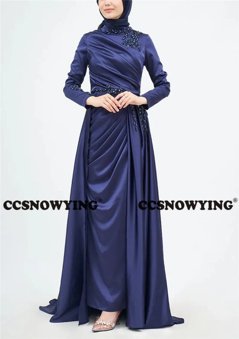 

Атласная аппликация, искусственные мусульманские Вечерние платья, исламские платья для официальной вечеринки, Женский Арабский кафтан, платье для вечеринки