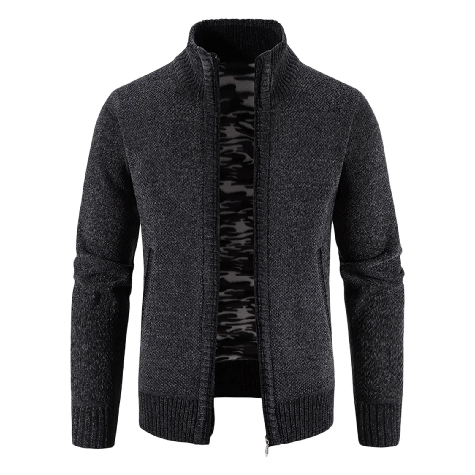 

Fuzzy Coat Coat Clipboard Coat Jacket Men Mens Fashion Leisure Solid Wool Knitting Versatile Stand Collar Fuzzy Coats for Men