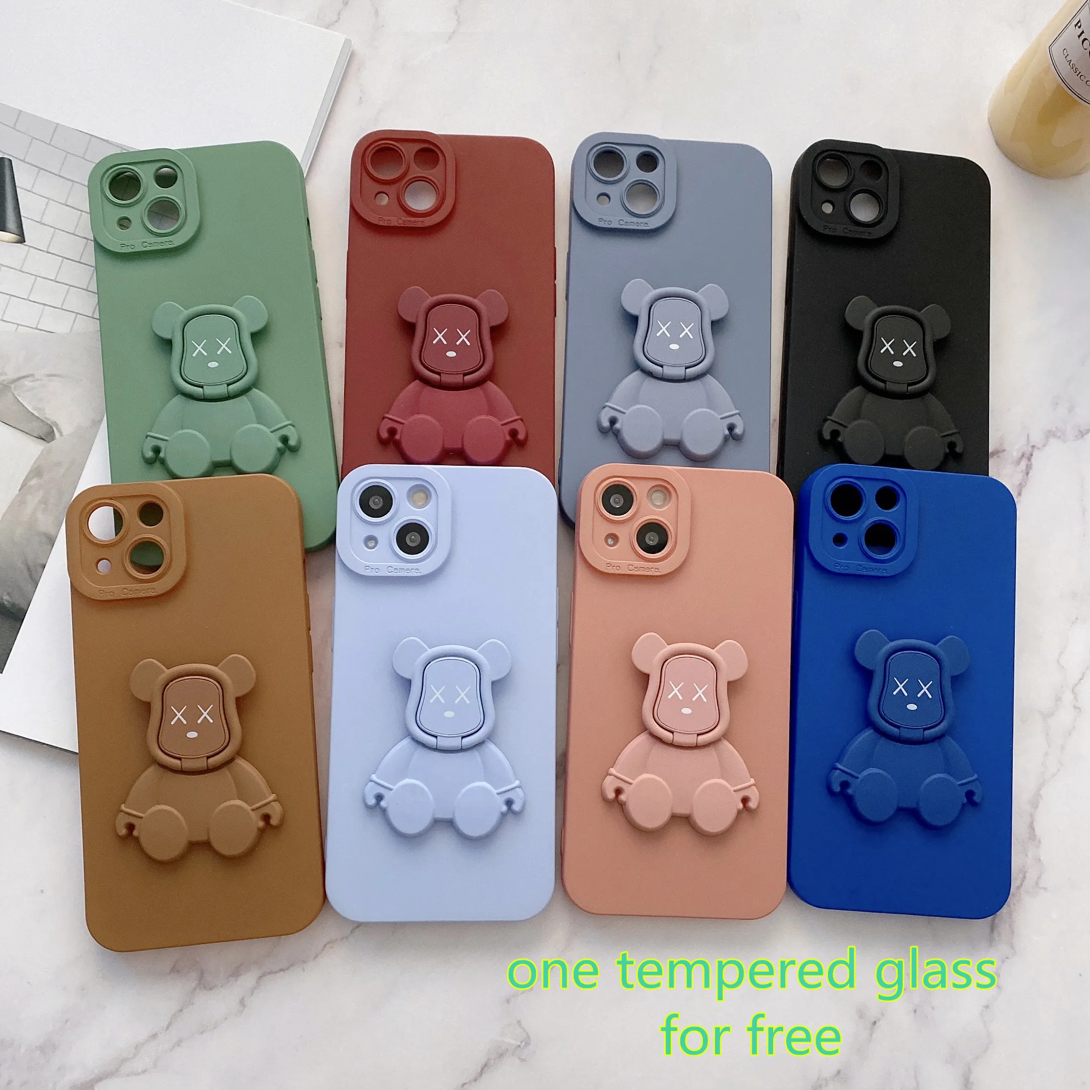 

Violent Bear Silicone Case for iPhone 13 Pro Max чехол на айфон 11 Funda iPhone X Stand Finger Bracket Magnetic Ring Holder Case