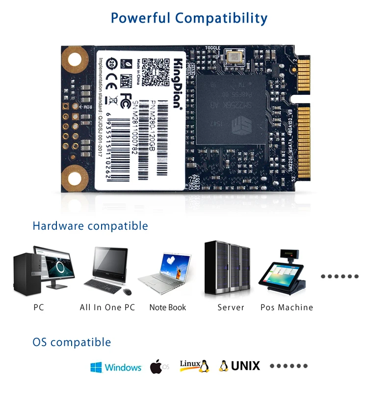 KingDian mSATA SSD 32 Гб 60 ГБ 120 240 480 ТБ 3D NAND TLC SATAIII 6 ГБ/сек. Внутренний твердотельный