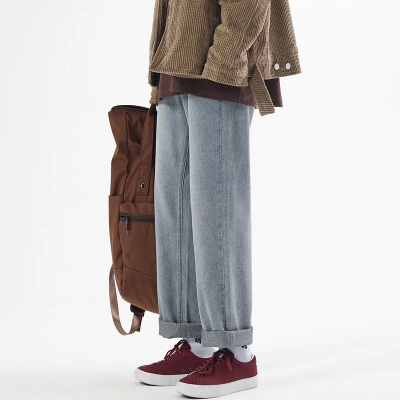 Blue Black Baggy Jeans Men Fashion Retro Harajuku Straight Jeans Men Streetwear Hip-hop Loose Denim Pants Mens Trousers M-2XL