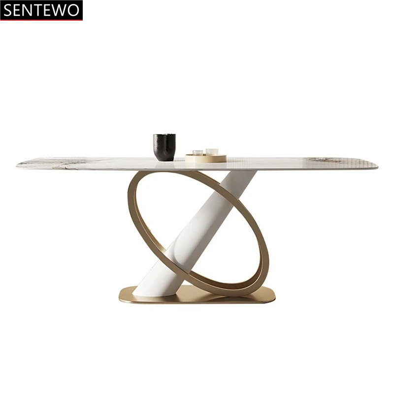 

Роскошный обеденный стул Rock плита для обеденного стола 4, металлическая титановая Золотая рамка, стол из искусственного мрамора, домашняя мебель, кухонный предмет